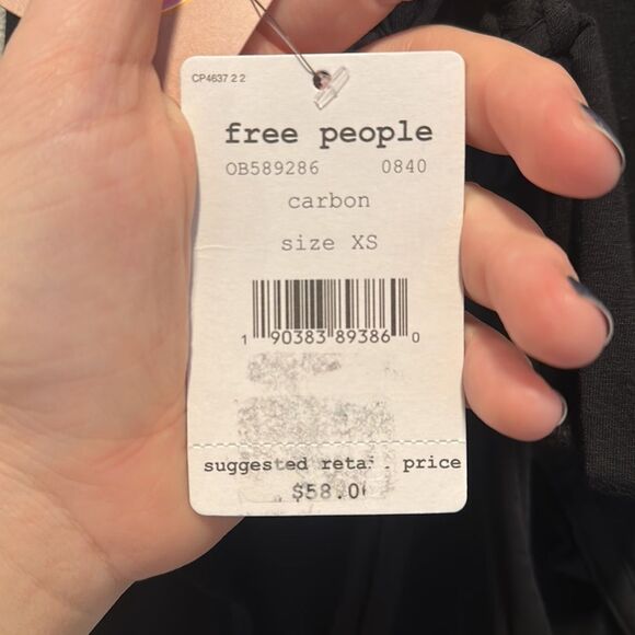 Free People Movement black Carbon Strappy Back Tank‎ Top NWT Sz XS - Picture 6 of 8